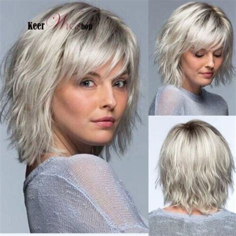 Short Layered Hairstyle Women S Blonde Natural Straight None Synthetic Hair Wigs EBay Messy