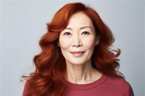 Premium AI Image Portrait Of Middle Aged Asian Woman With Ginger Hair