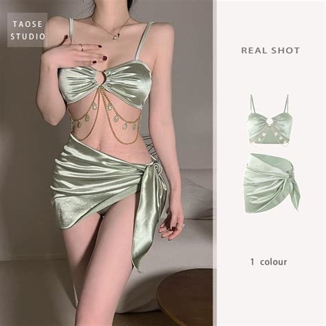 Pure Desire Style Swimsuit Women Bikini Sexy Three Piece Suit Small Breasts Gathered Beach