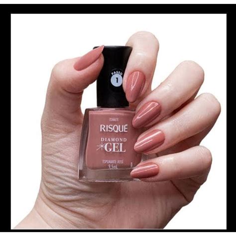 Esmalte Risqu Diamond Gel Cor Rosa Nude Natural Espumante Ros Shopee Brasil