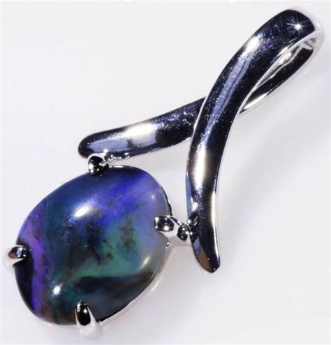 Solid Black Opal Set In Silver Pendant Soj Black Opal Pendant