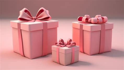 Premium Photo Three Gift Boxes With A Pink Ribbon Bow On The Top