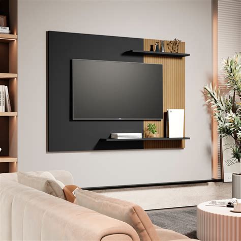 Painel De Tv Com Nicho - Painel de TV 50 Polegadas Com Nichos 2 Prateleiras Feito Em MDP ...