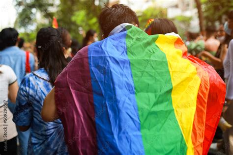 Rainbow Flag Welcomes Pride Month Festival Rainbow Pride Is A Symbol Of Lesbian Gay Bisexual
