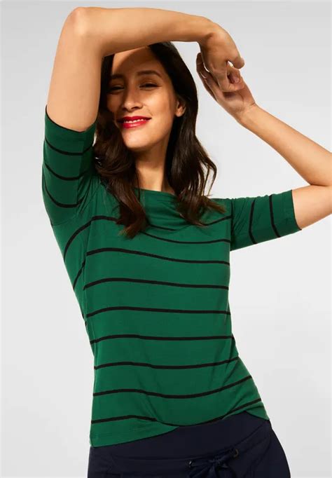 Street One T Shirt Avec Col Bateau In Vert Street One