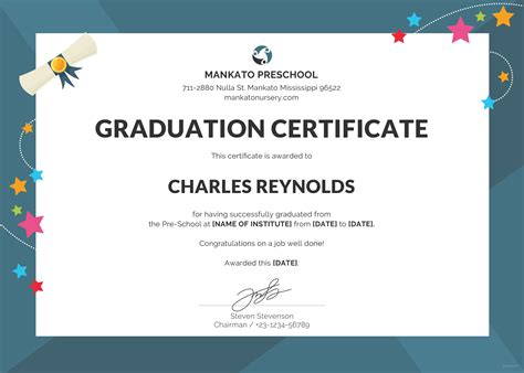 Free Preschool Graduation Certificate Template In Psd Ms Word