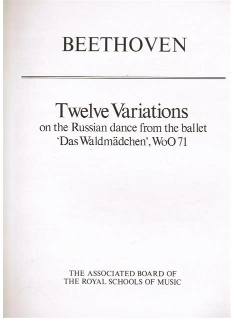 Beethoven Twelve Variations On The Russian Dance From The Ballet Das