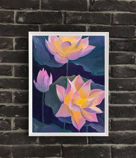 Buddha lotus painting Original Art Buddhist painting Flowers | Etsy