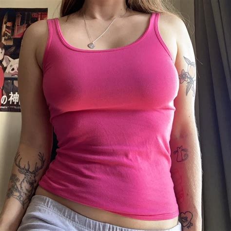 Simple Hot Pink Tank No Size But Fits Around Size Depop