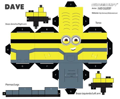 Cubeecraft Minion Dave Paper Toys Template Minions Paper Crafts