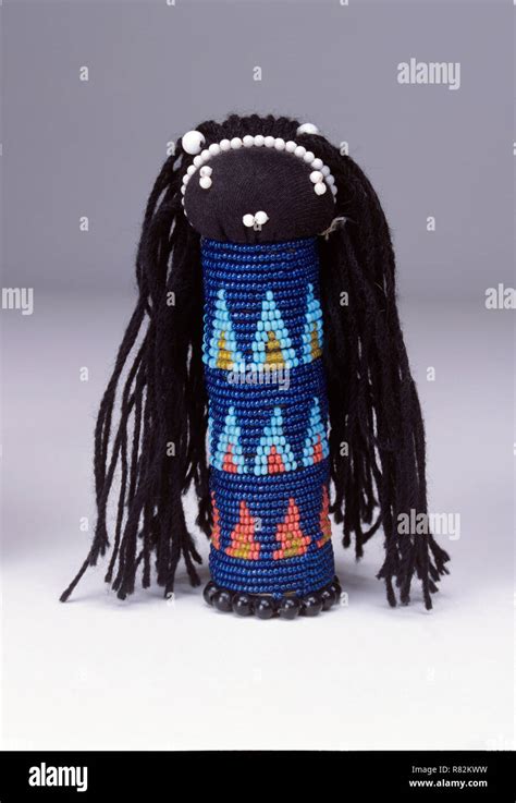 A Traditional South African Hand Beaded Sangoma Doll Toy Created By