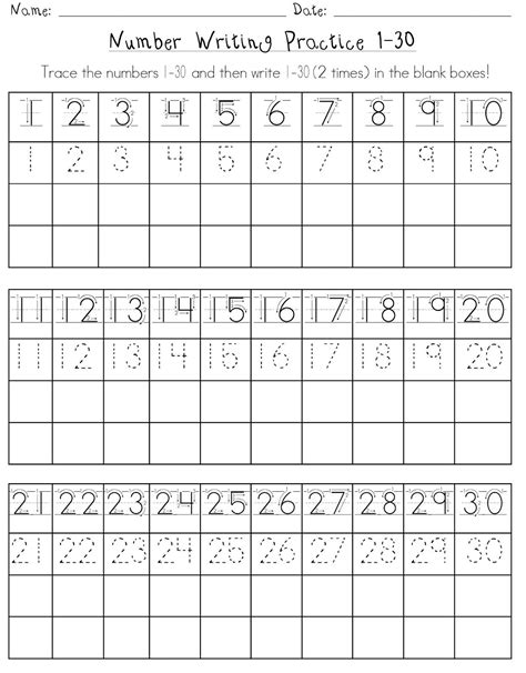 Number Worksheets 1 20 Printable