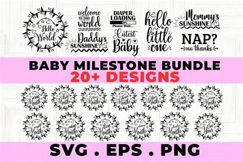 Baby Milestone SVG Vector Graphic Bundle Bundle Creative Fabrica