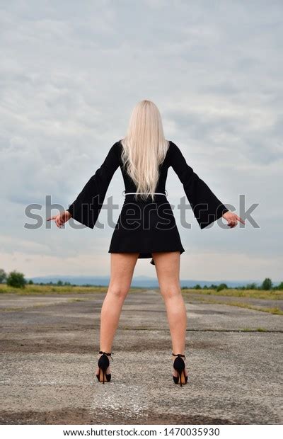 Sexy Blonde Mini Black Skirt On Stock Photo 1470035930 Shutterstock