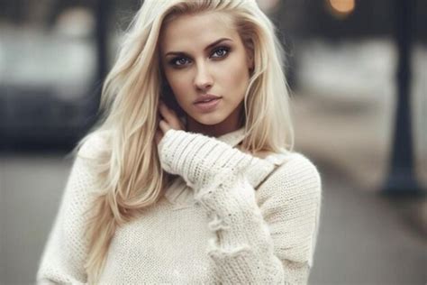 Premium Photo A Woman With Blonde Hair And A White Sweater