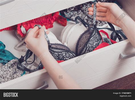 Woman Choosing Lingerie Drawers Image Photo Bigstock