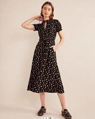 New Boden Ruched Jersey Midi Tea Dress Size 16 EBay