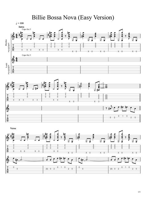 Bilie Eilish Billie Bossa Nova Easy Version Tab By Scott S Guitar