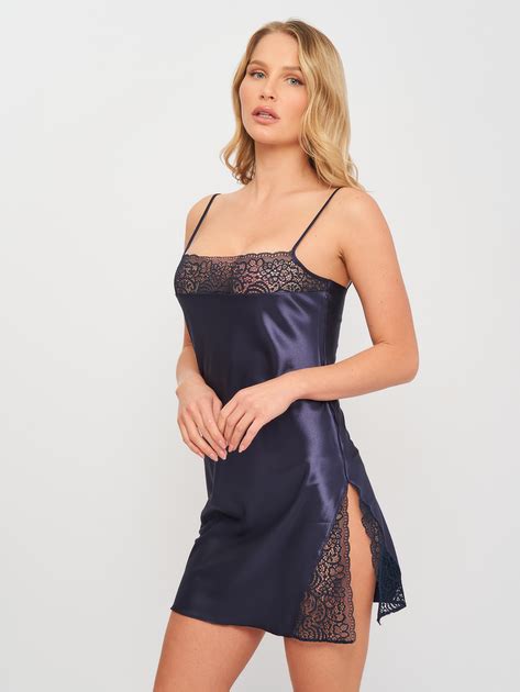 Нічна сорочка жіноча Martelle Lingerie M 102 атлас 38 M Темно синя MAR102051A Брендовий