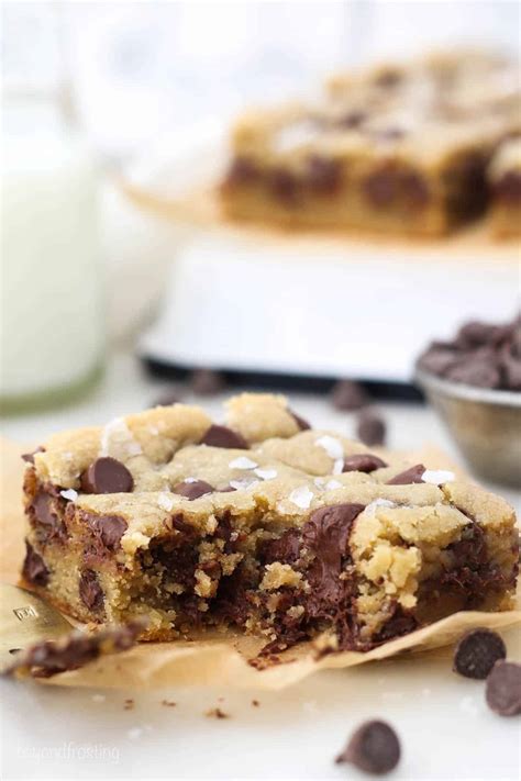 Thick & Chewy Chocolate Chip Cookie Bars l Beyond Frosting