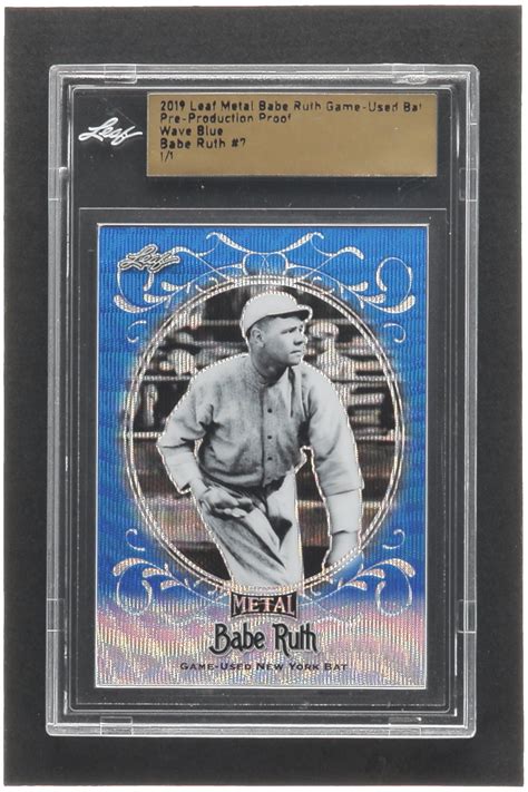 Babe Ruth Leaf Metal Babe Ruth Game Used Bat Pre Production Proof Wave Blue Leaf