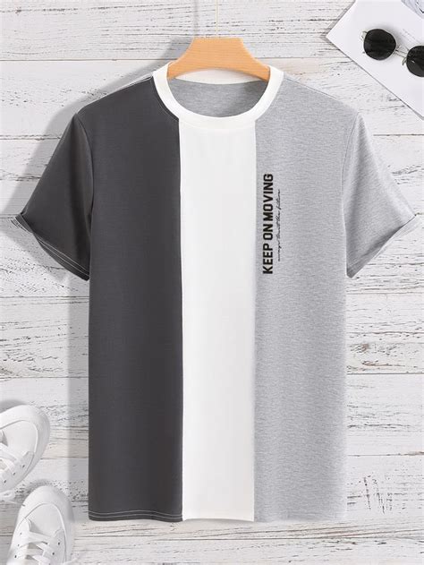 Shein Men Letter Graphic Colorblock Tee Cool Shirt Designs Mens