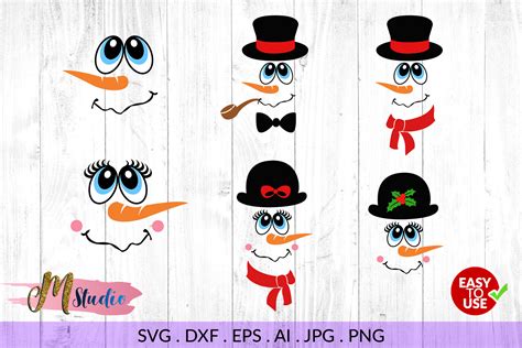 Snowman Faces Svg For Silhouette Cameo Or Cricut