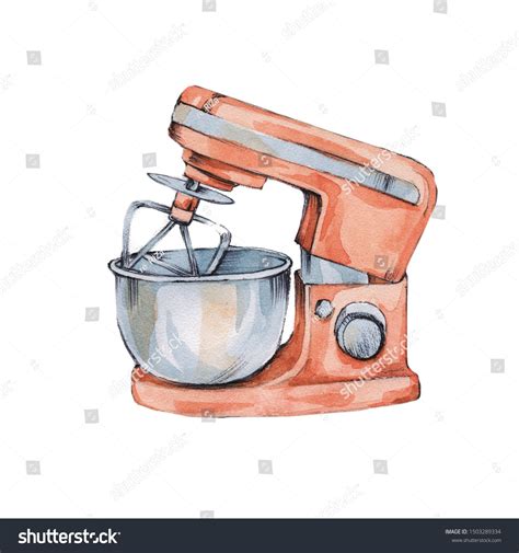 Hand Drawn Watercolor Speed Mixer Illustrations For Bakery Business