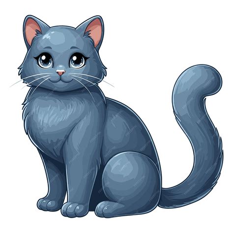 Premium Vector | Cute Russian Blue Cat Vector Cartoon illustration