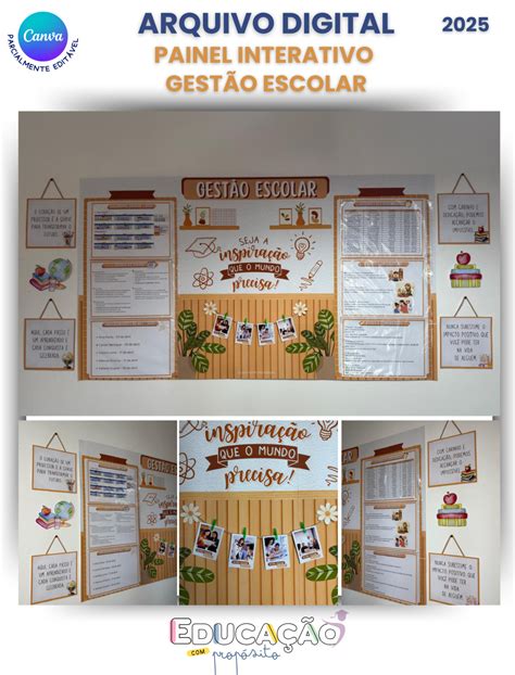 Painel Trabalho Escolar - Painel Interativo para Sala da Gestão Escolar - Educação com Propósito
