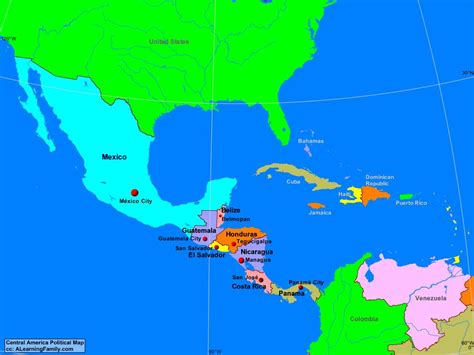Central America Political Map - A Learning Family