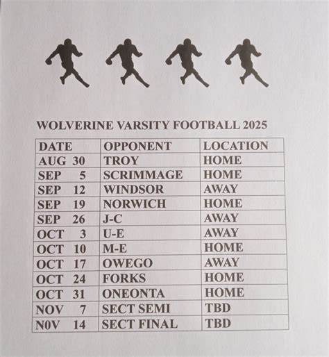 CLICK HERE FOR 2025 VARSITY SCHEDULE – Wolverine Varsity Football