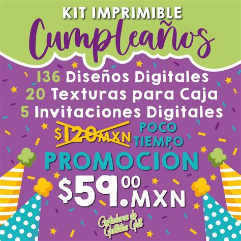 Kit Imprimible Cumpleaños v2 2 Cortadores de galletas GDL