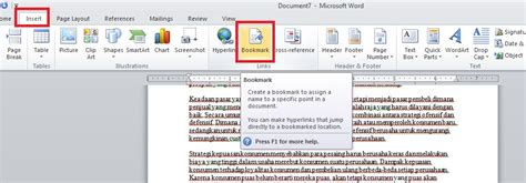 Cara Membuat Bookmark Di Microsoft Word