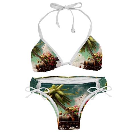 Coconut Jujube Tree Eid Cannon Adjustable Strap Detachable Sponge Bikini Set Two Pack For