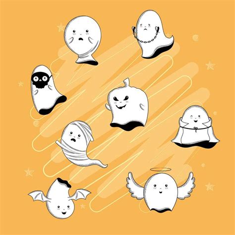 Set Of Cute Halloween Ghost Characters Vector 32794848 Vector Art At