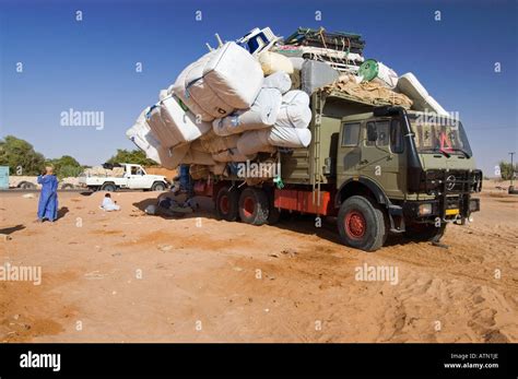 totally overloaded truck   oasis  kufra kufrah al kufrah libya