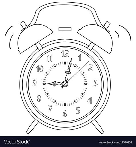 Coloring Black And White Alarm Clock Royalty Free Vector
