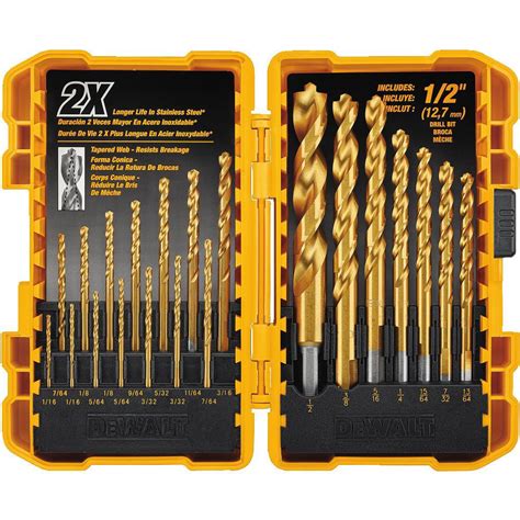 Dewalt Titanium Pilot Point Drill Bit Set Piece Dw The Home