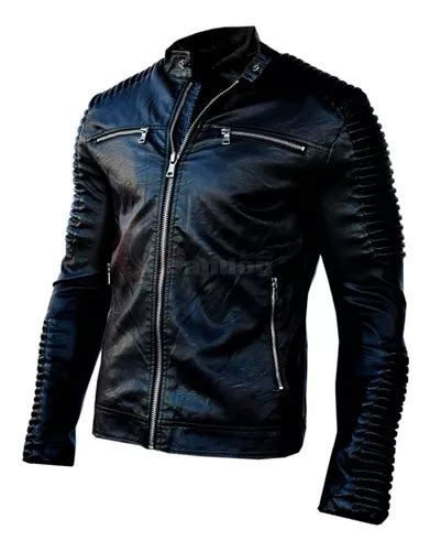 Campera Eco Cuero Hombre Entallada Moto Motoquera Slim Fit Importada