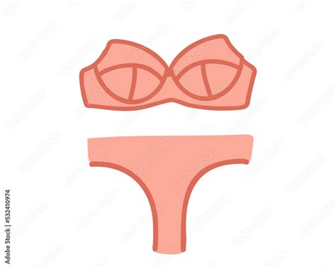 Nude Lingerie Set Bra And Panties Or Two Piece Swimsuits Vector Illustration Isolated On White