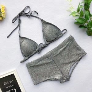 Stunning Mystery Swim Sparkling Bikini Set Swimwear Silver Poshmark