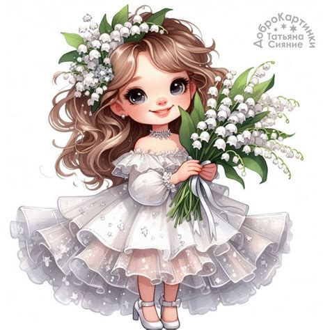 Девочка принцесса с букетом ландышей в 2024 г | Рисунки малышей ...