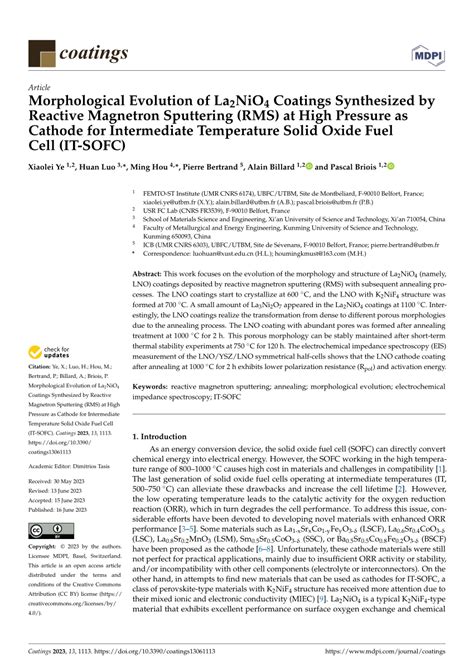 Pdf Morphological Evolution Of La Nio Coatings Synthesized By