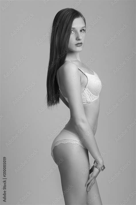 Sexy Woman In White Lingerie Gorgeous Figure Stock Photo Adobe Stock