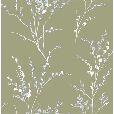 Laura Ashley Pussy Willow Wallpaper Moss Green