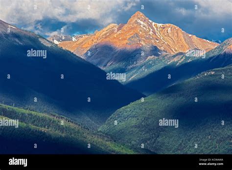 Purcell Mountains At Sunrise Radium British Columbia Canada Stock