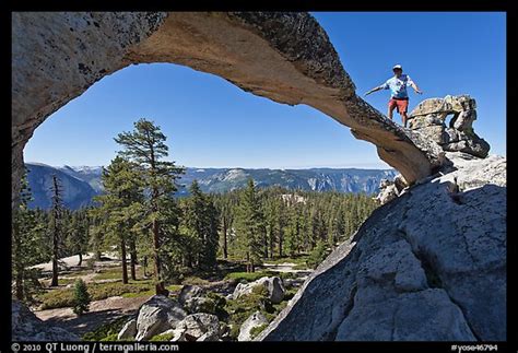 Picturephoto Hiker Stepping On Top Of Indian Arch Yosemite National Park