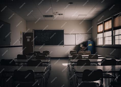 Premium Photo | Desk and chairs in classroom