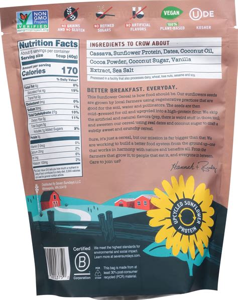 Seven Sundays Grain Free Real Cocoa Sunflower Cereal 8 Oz 8 Oz Shipt